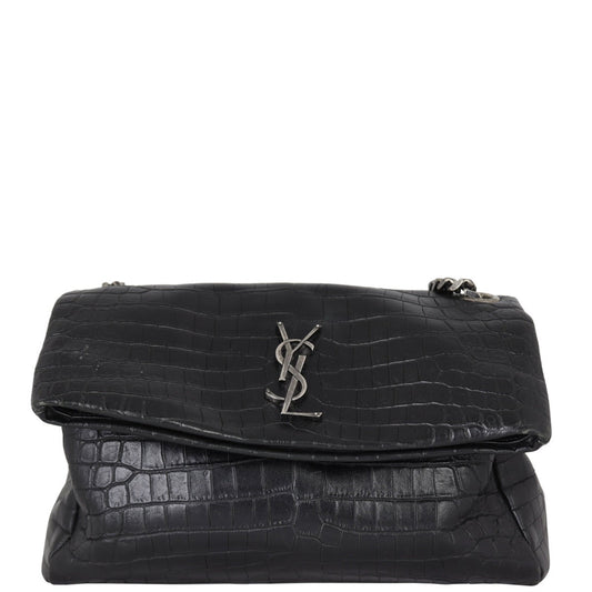Saint Laurent West Hollywood Medium Croc-Embossed
