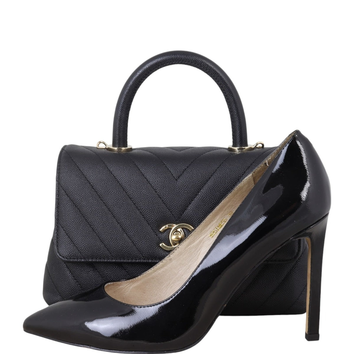Chanel Coco Top Handle Mini Bag Chevron