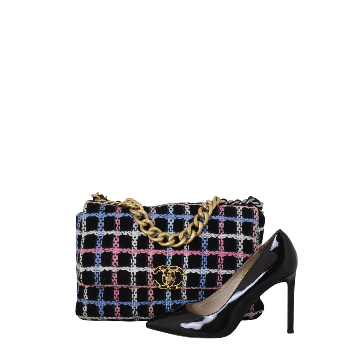 Chanel 19 Tweed Flap Bag Large