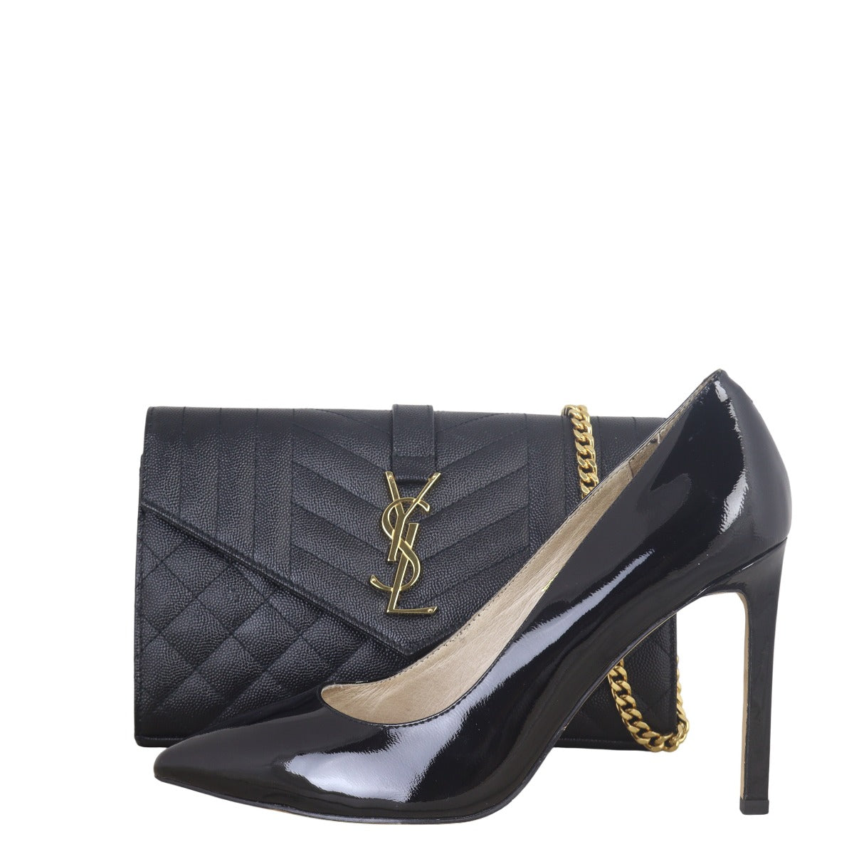 Saint Laurent Monogram Mix Matelasse Envelope Wallet on Chain