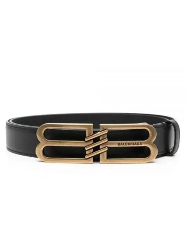 Luxury Balenciaga Trending 2025 BB Signature 30 Buckle Leather Belt Black