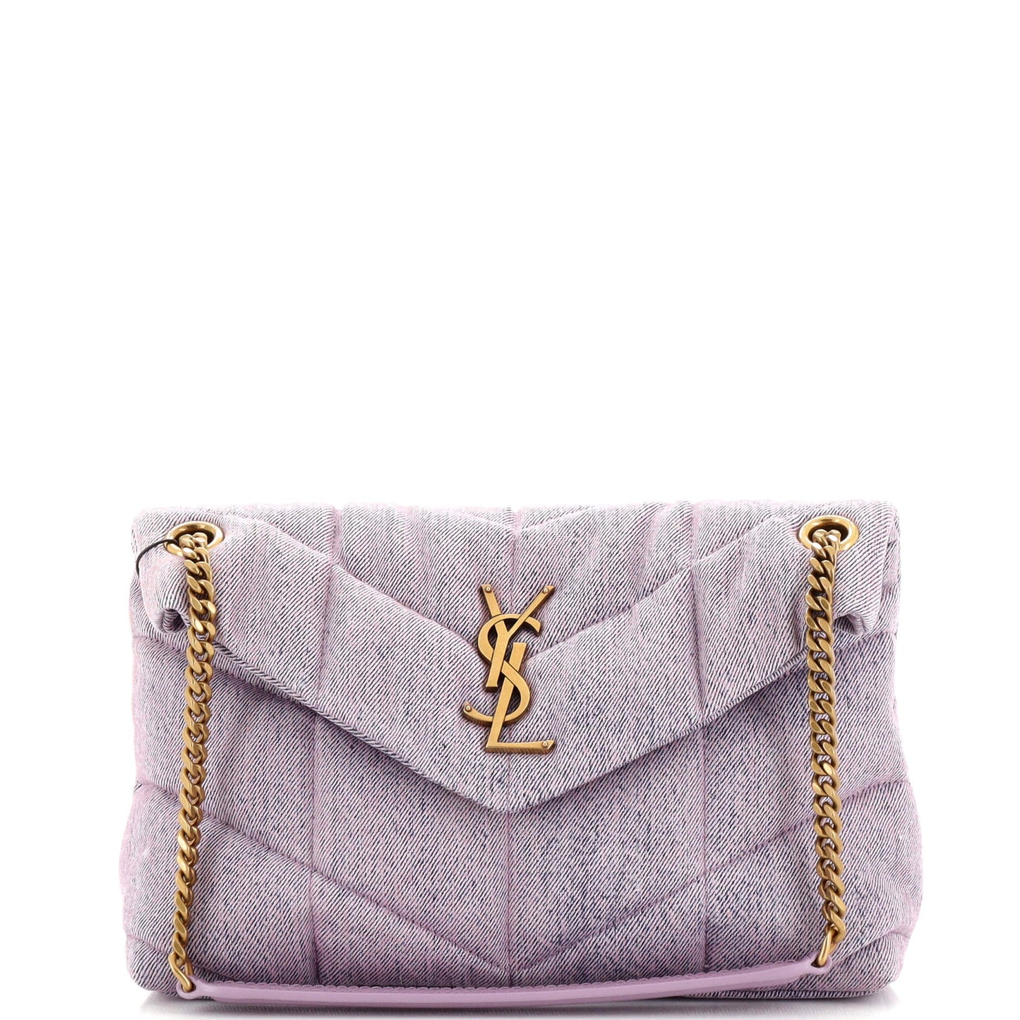 Luxury Saint Laurent Trending 2025 Loulou Puffer Shoulder Bag Quilted Vintage Denim Small