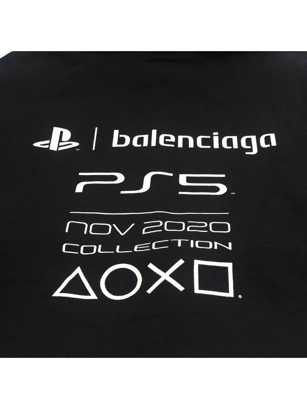 Luxury Balenciaga Trending 2025 PS5 Boxy Logo Print Overfit Hoodie Black