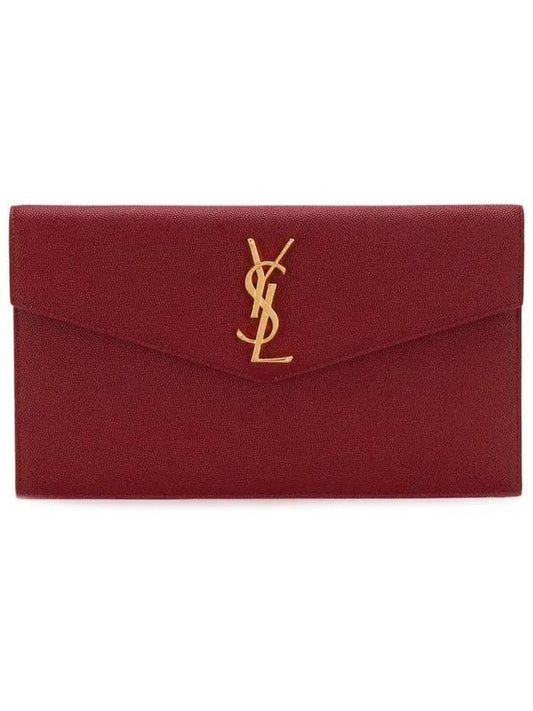 Luxury Saint Laurent Trending 2025 Uptown Grain de Poudre Embossed Leather Clutch Bag Red