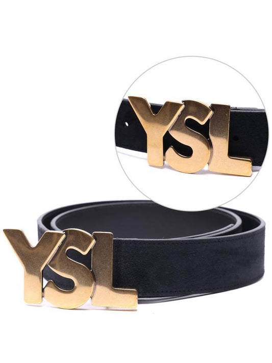 Luxury Saint Laurent Trending 2025 YSL Gold Hardware Leather Belt Black