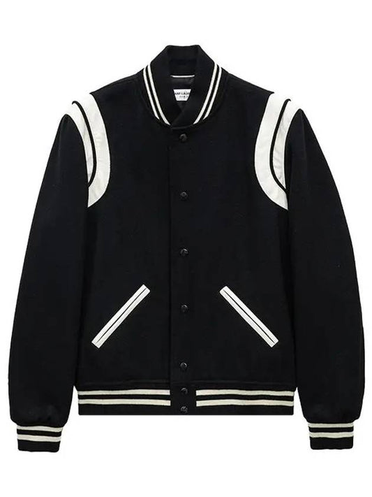 Luxury Saint Laurent Trending 2025 Teddy Bomber Jacket in Wool Black White