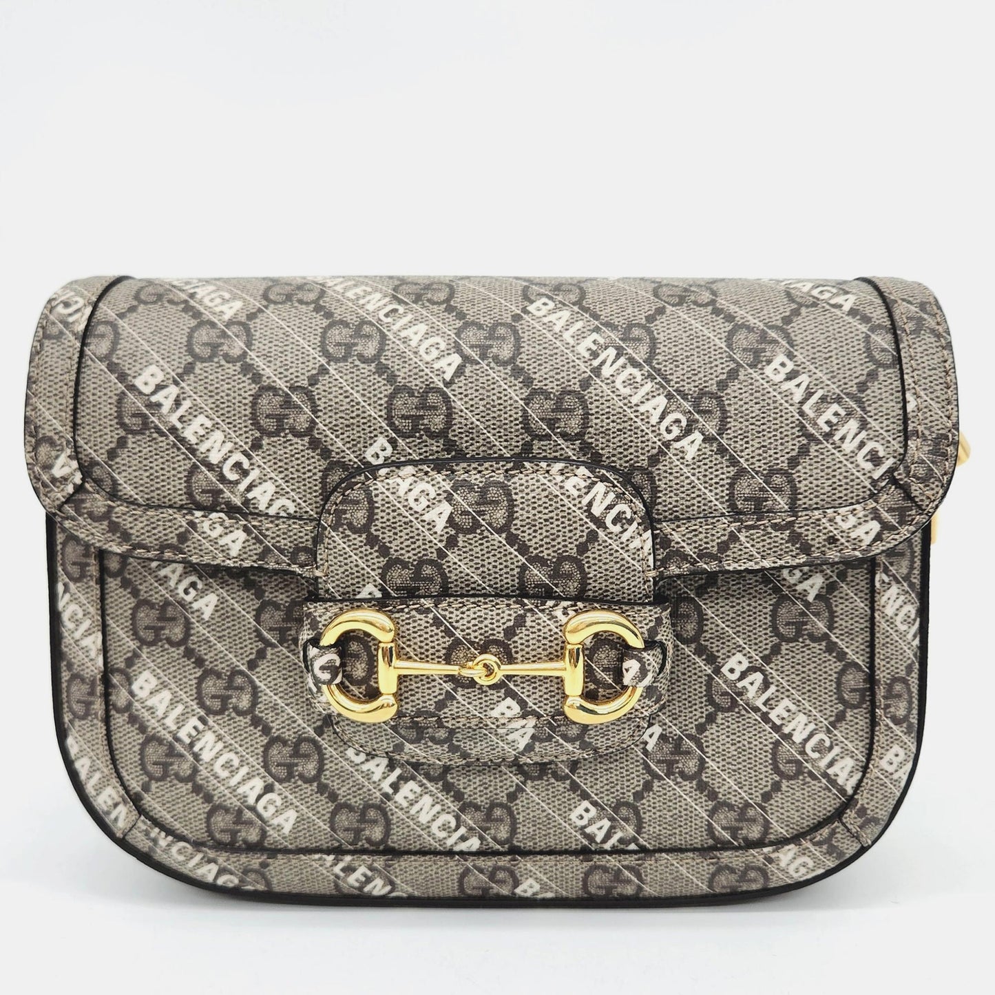 Gucci x Luxury Balenciaga Trending 2025 Beige Canvas Horsebit 1955 Mini Crossbody Bag