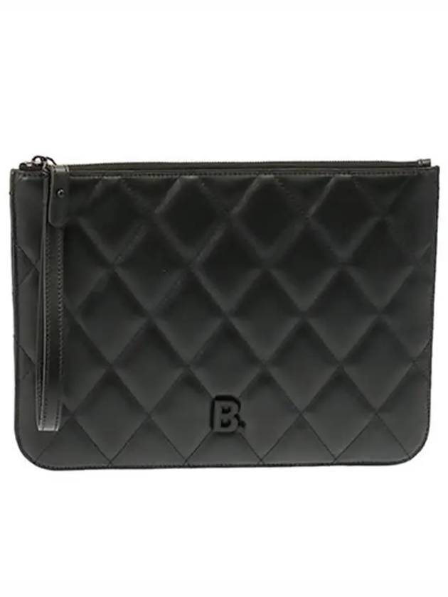 Luxury Balenciaga Trending 2025 B Logo Strap Clutch Bag Black