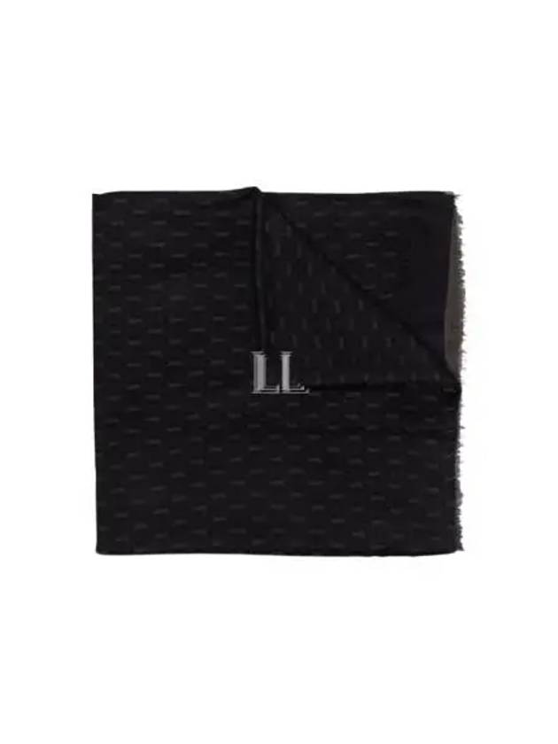 Luxury Saint Laurent Trending 2025 Monogram Wool Jacquard Silk Cotton Muffler Black