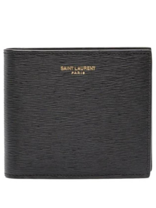 Luxury Saint Laurent Trending 2025 East West Leather Half Wallet Black