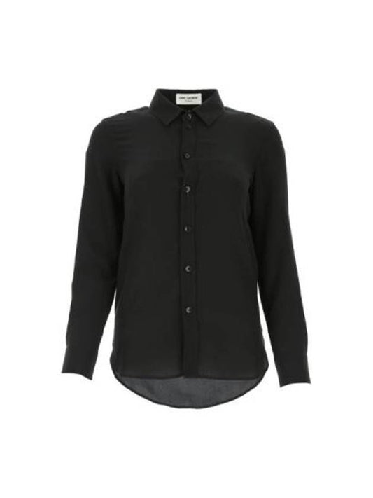 Luxury Saint Laurent Trending 2025 Basic Slim Fit Silk Shirt Black