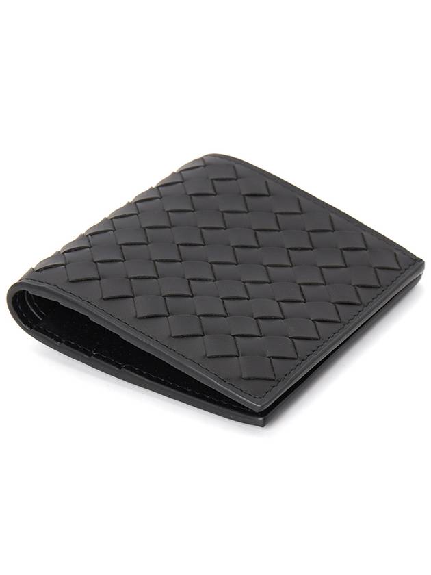 Luxury Bottega Veneta Men's Intrecciato Half Wallet Black