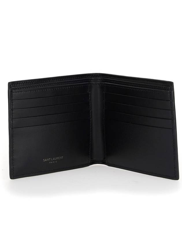 Luxury Saint Laurent Trending 2025 Tiny Cassandre Monogram Half Wallet Black