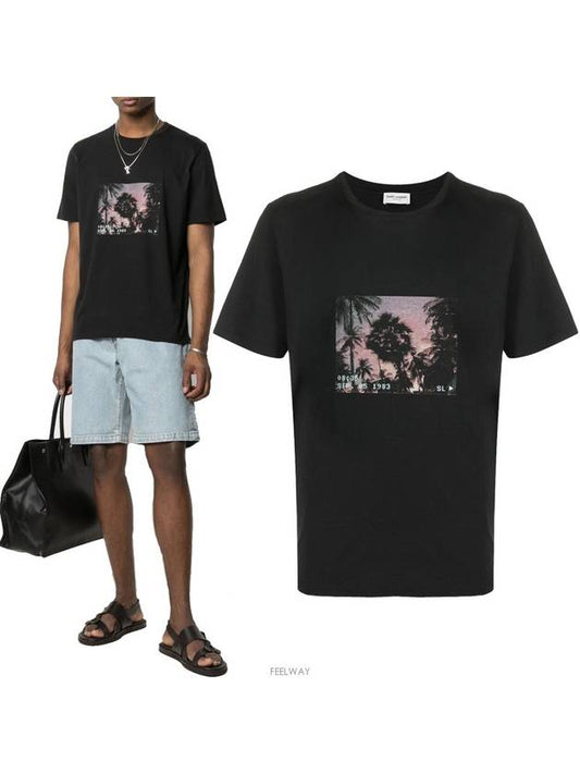 Luxury Saint Laurent Trending 2025 Paris Sunset Short Sleeve T-Shirt Black