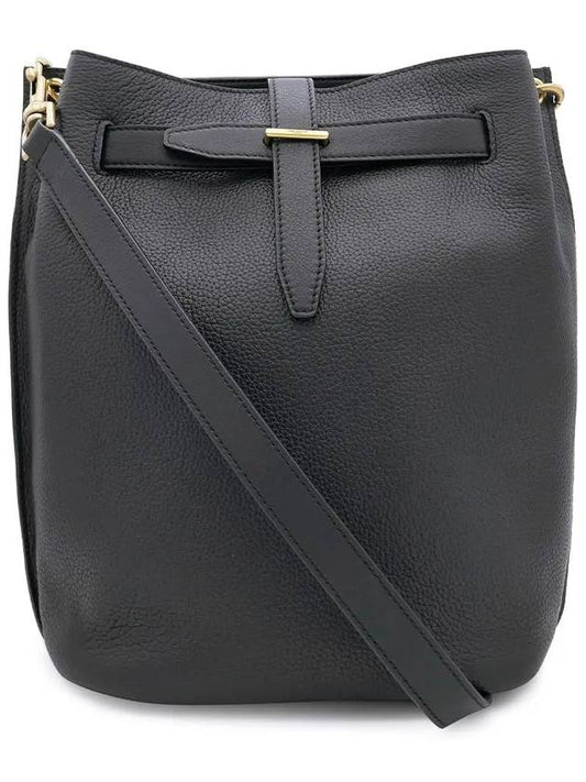 Luxury Saint Laurent Trending 2025 Grained Leather Boucle Bucket Bag Black
