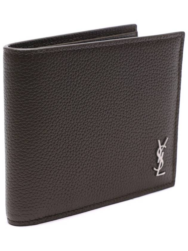 Luxury Saint Laurent Trending 2025 Tiny Cassandre Logo Plaque Half Wallet Khaki
