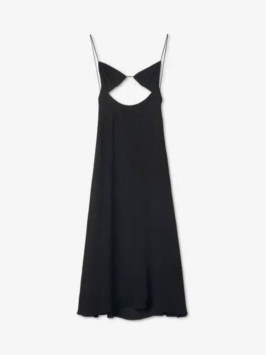 Luxury Saint Laurent Trending 2025 Crepe Viscose Backless Long Dress Black