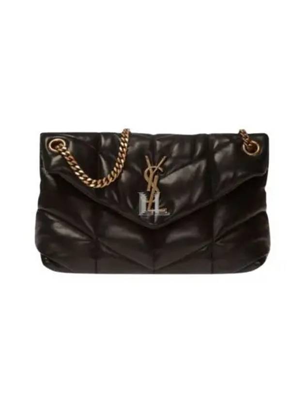 Luxury Saint Laurent Trending 2025 Puffer Quilted Nappa Leather Small Shoulder Bag Black