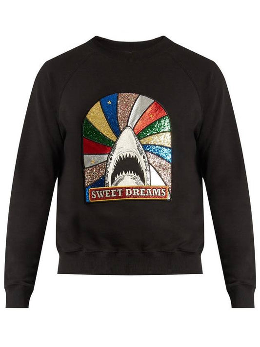 Luxury Saint Laurent Trending 2025 Shark Patch Cotton Sweatshirt Black