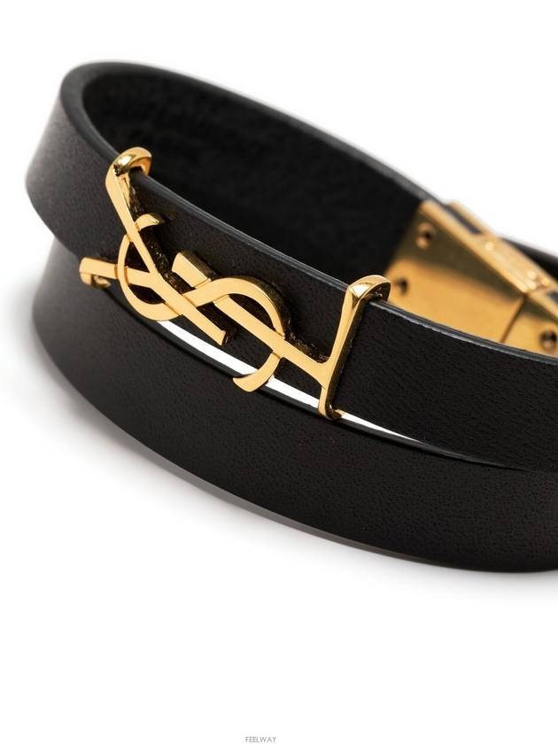 Luxury Saint Laurent Trending 2025 Monogram Double Wrap Bracelet Black