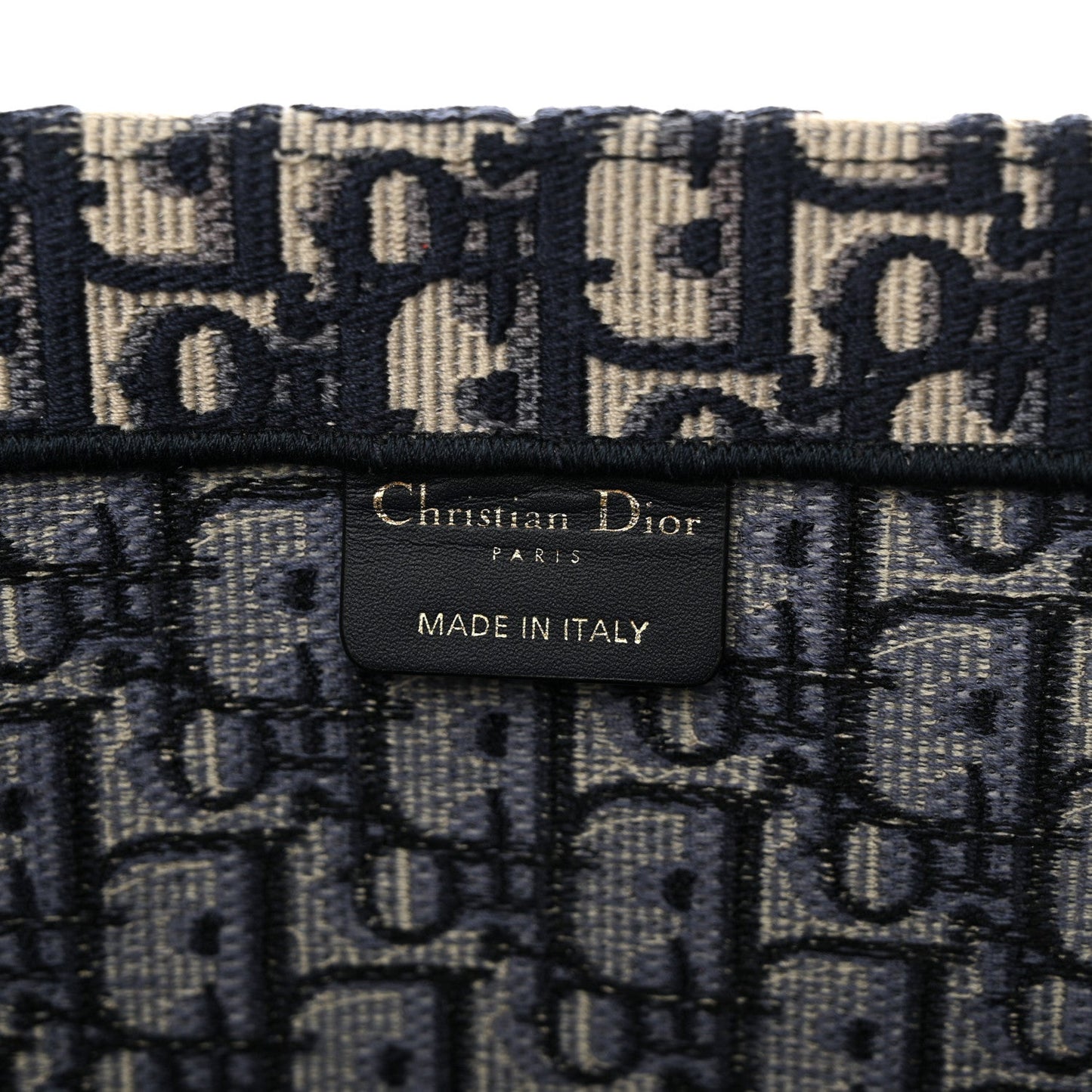 DIOR ECRU & BLUE OBLIQUE EMBROIDERY LARGE BOOK TOTE BAG