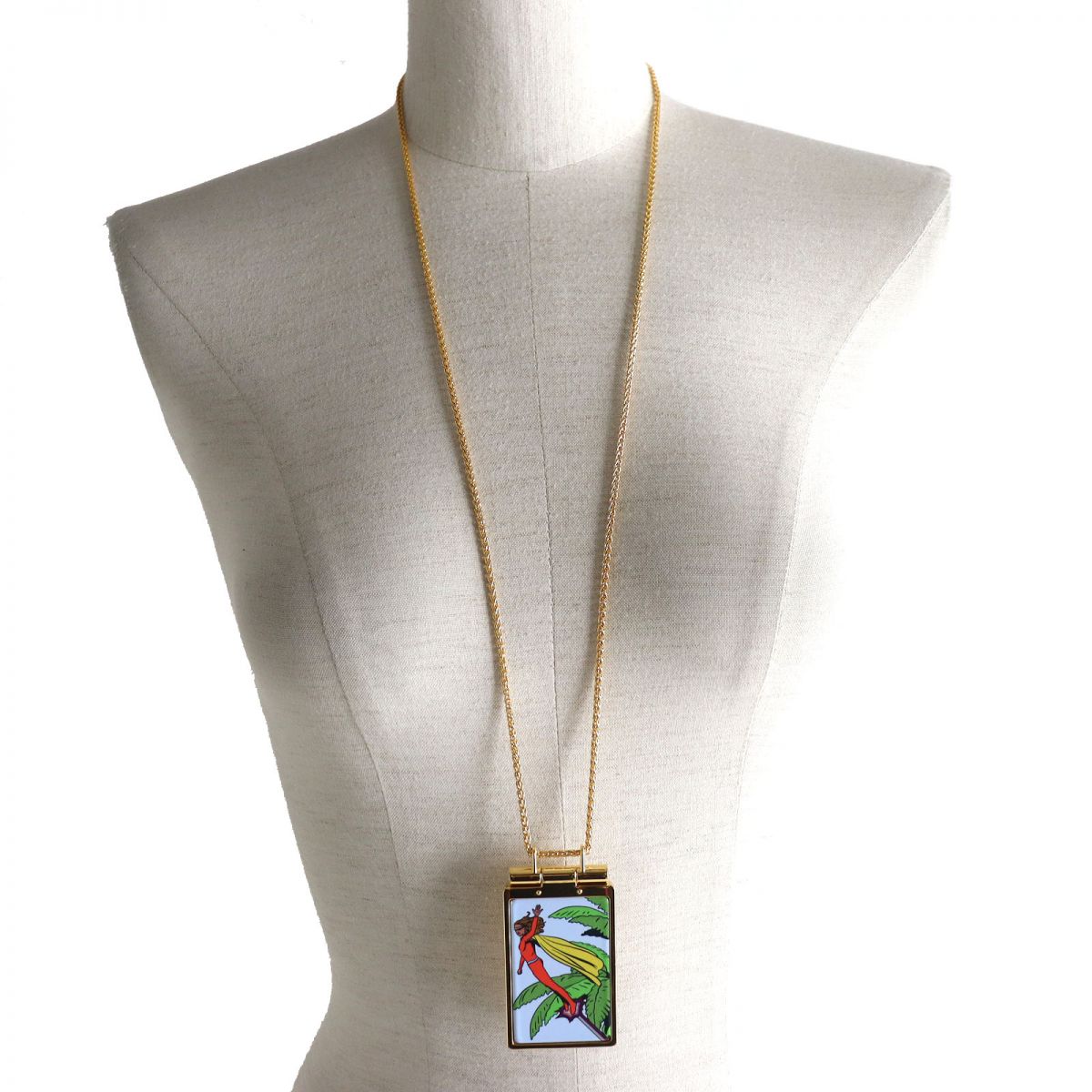 HERMES Necklace Gold Plated Gold x Multicolor Women