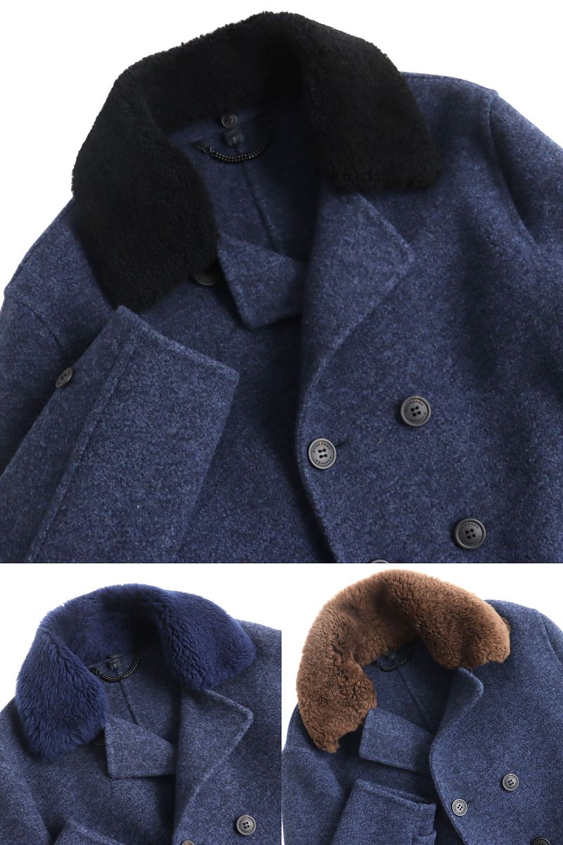 BURBERRY coat Outer: 100% wool, Part: 100% mouton, Lining: 100% cupra Navy mens 52