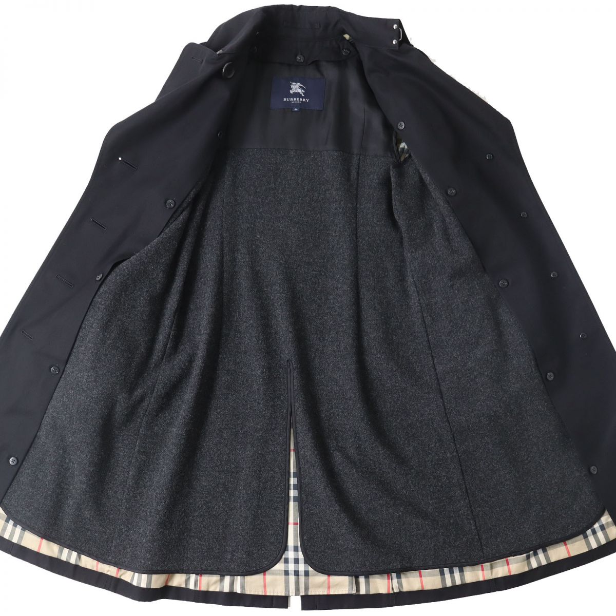 BURBERRY trench coat Outer: 100% cotton, Lining: cotton, Sleeve lining: cupra, Part: cowhide, Liner: 100% wool black Women 36