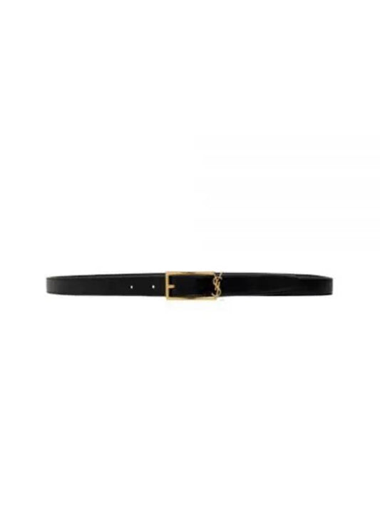 Luxury Saint Laurent Trending 2025 Logo Leather Belt Black