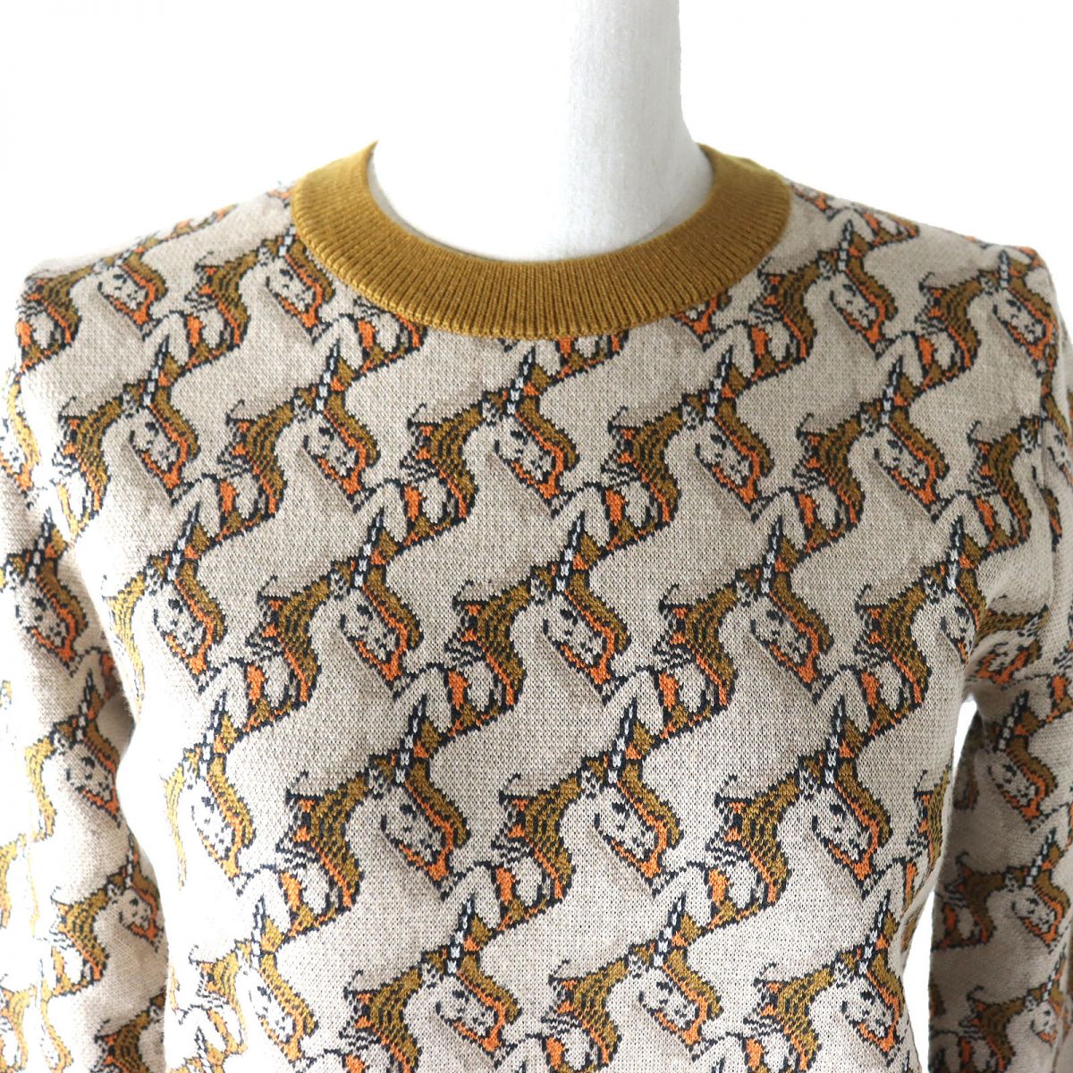 BURBERRY knit Main: 87% wool, Main: 13% polyester Brown x Beige x Orange type Women XS