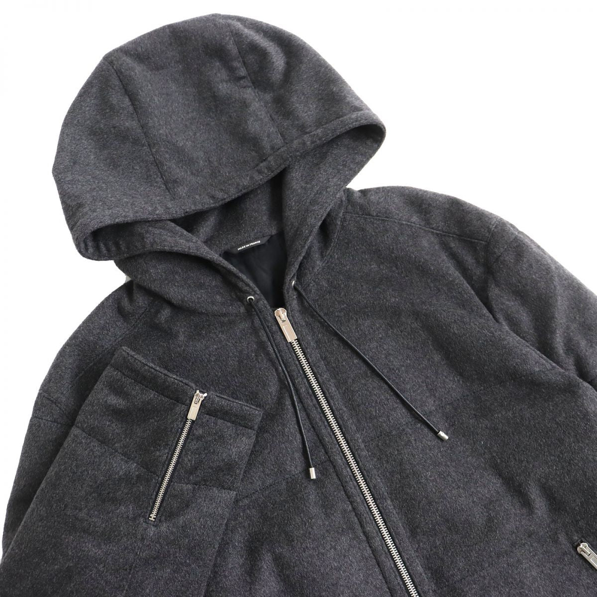 HERMES Down jacket Cashmere, Down Charcoal gray mens 50