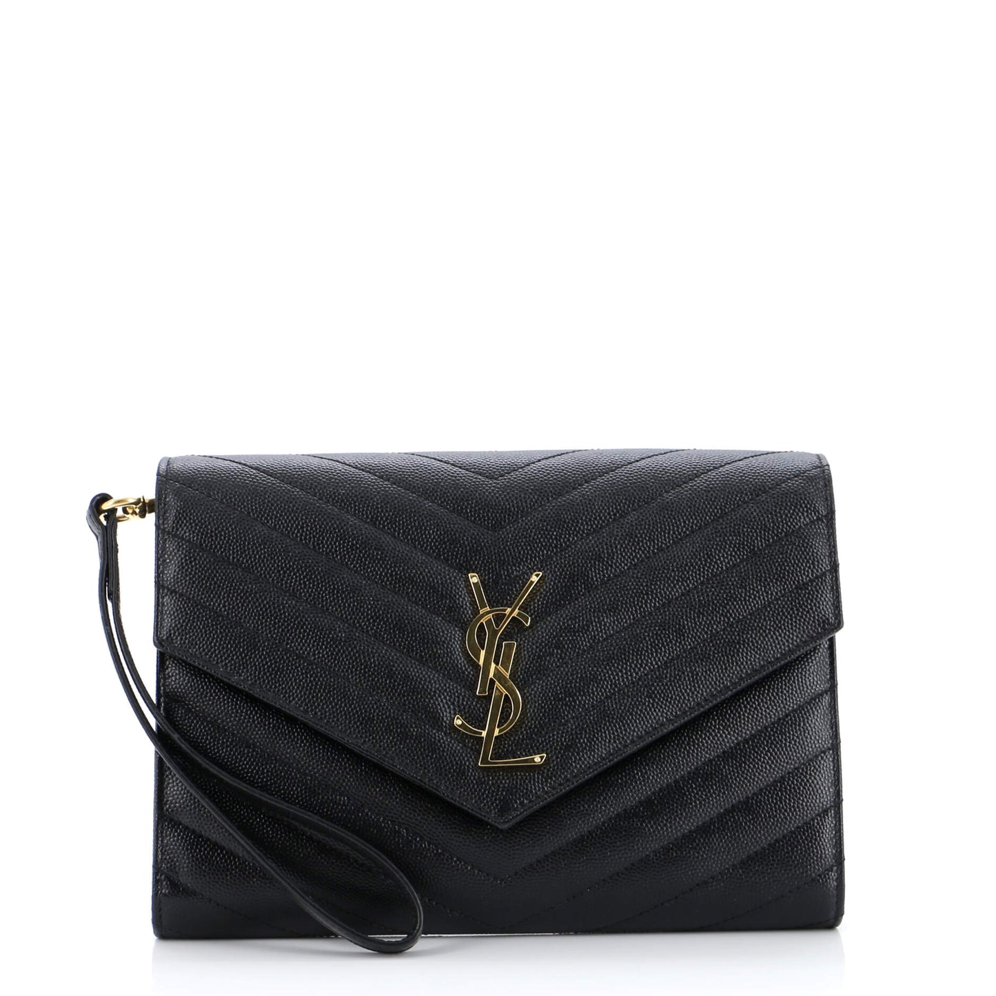 Luxury Saint Laurent Trending 2025 Classic Monogram Envelope Wristlet Clutch Matelasse Chevron Leather