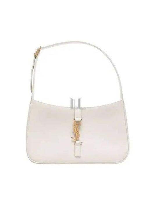 Luxury Saint Laurent Trending 2025 Le 5 A 7 Smooth Leather Hobo Shoulder Bag Blanc Vintage