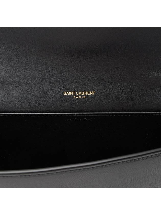 Luxury Saint Laurent Trending 2025 Uptown Shiny Grained Leather Chain Wallet Black