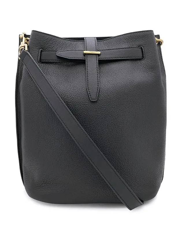 Luxury Saint Laurent Trending 2025 Grained Leather Boucle Bucket Bag Black