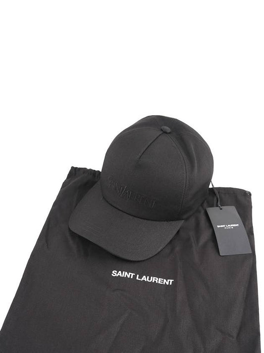 Luxury Saint Laurent Trending 2025 Embroidered Logo Gabardine Weave Cotton Ball Cap Black