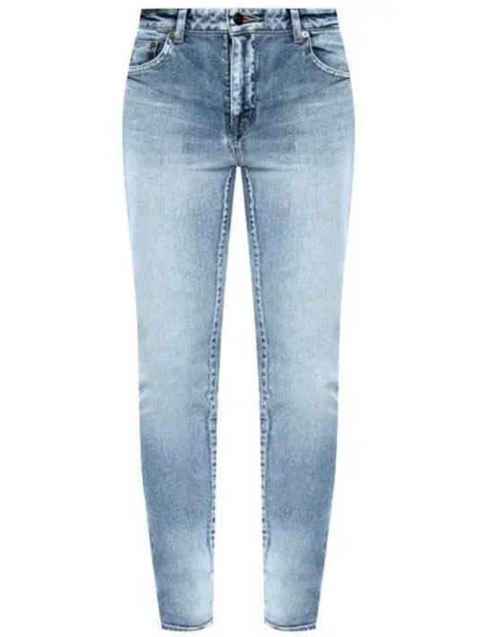 Luxury Saint Laurent Trending 2025 Women's Denim Skinny Jeans Light Blue