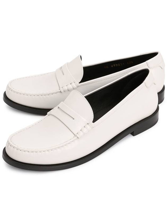 Luxury Saint Laurent Trending 2025 Men's Monogram Penny Smooth Leather Loafers White