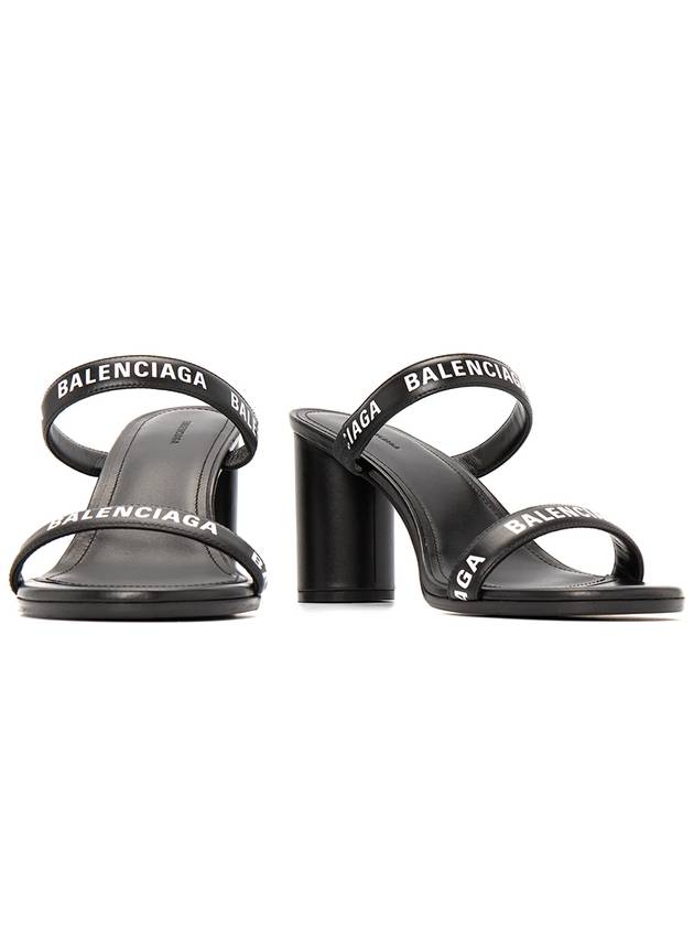 Luxury Balenciaga Trending 2025 WoMen's Leather Logo Round Sandal Heels Black