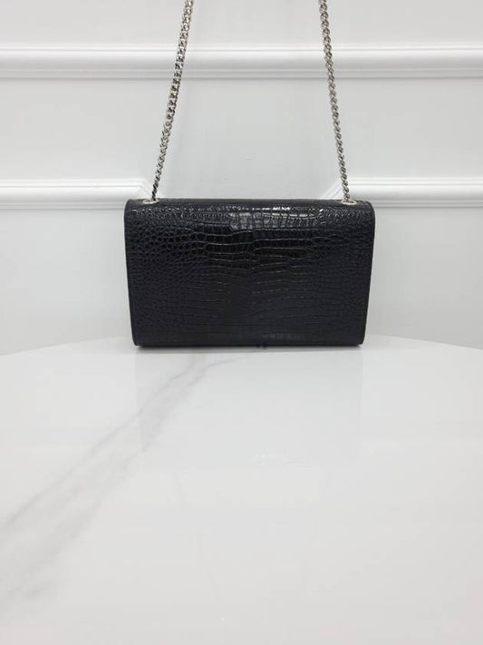 Luxury Saint Laurent Trending 2025 Crocodile Kate Medium Chain Tassel Bag