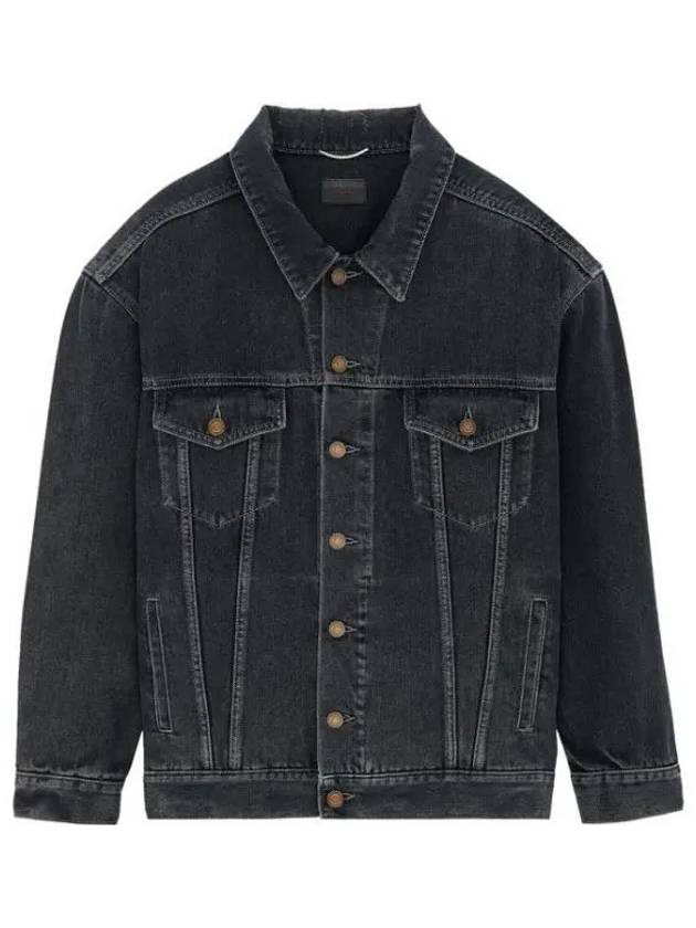 Luxury Saint Laurent Trending 2025 Egg Shape Denim Jacket Dark Blue Black