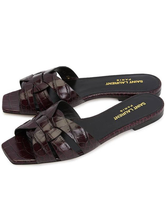 Luxury Saint Laurent Trending 2025 Women's Tribute Slippers Burgundy