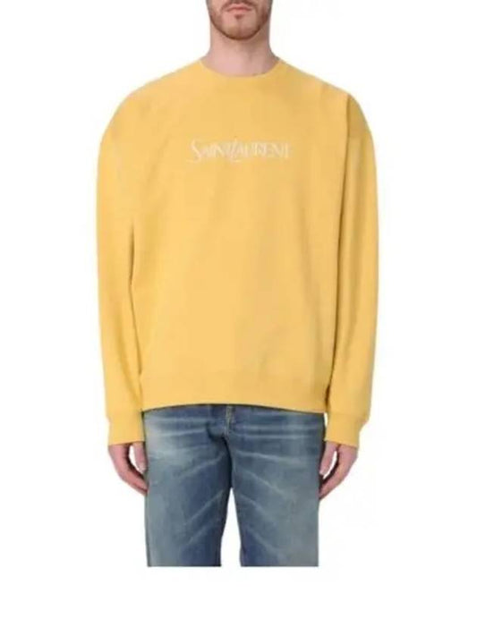 Luxury Saint Laurent Trending 2025 Embroidered Logo Organic Cotton Sweatshirt Yellow
