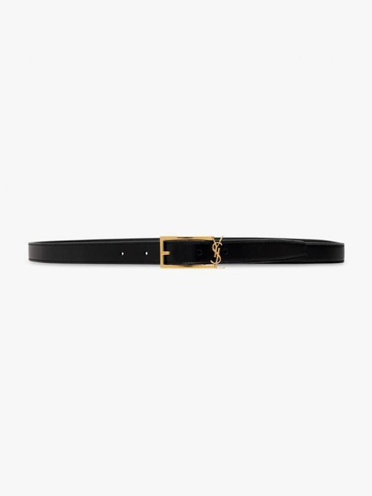 Luxury Saint Laurent Trending 2025 Logo Leather Belt Black