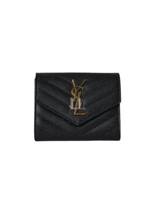 Luxury Saint Laurent Trending 2025 Matelasse Monogram Quilting Flap Half Wallet Black