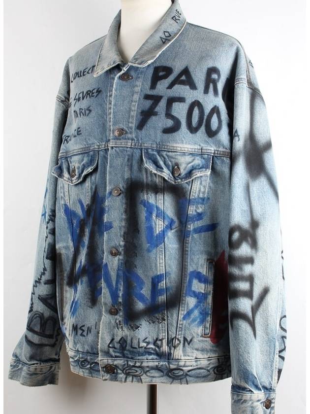 Luxury Balenciaga Trending 2025 Graffiti logo denim jacket 50 100 105