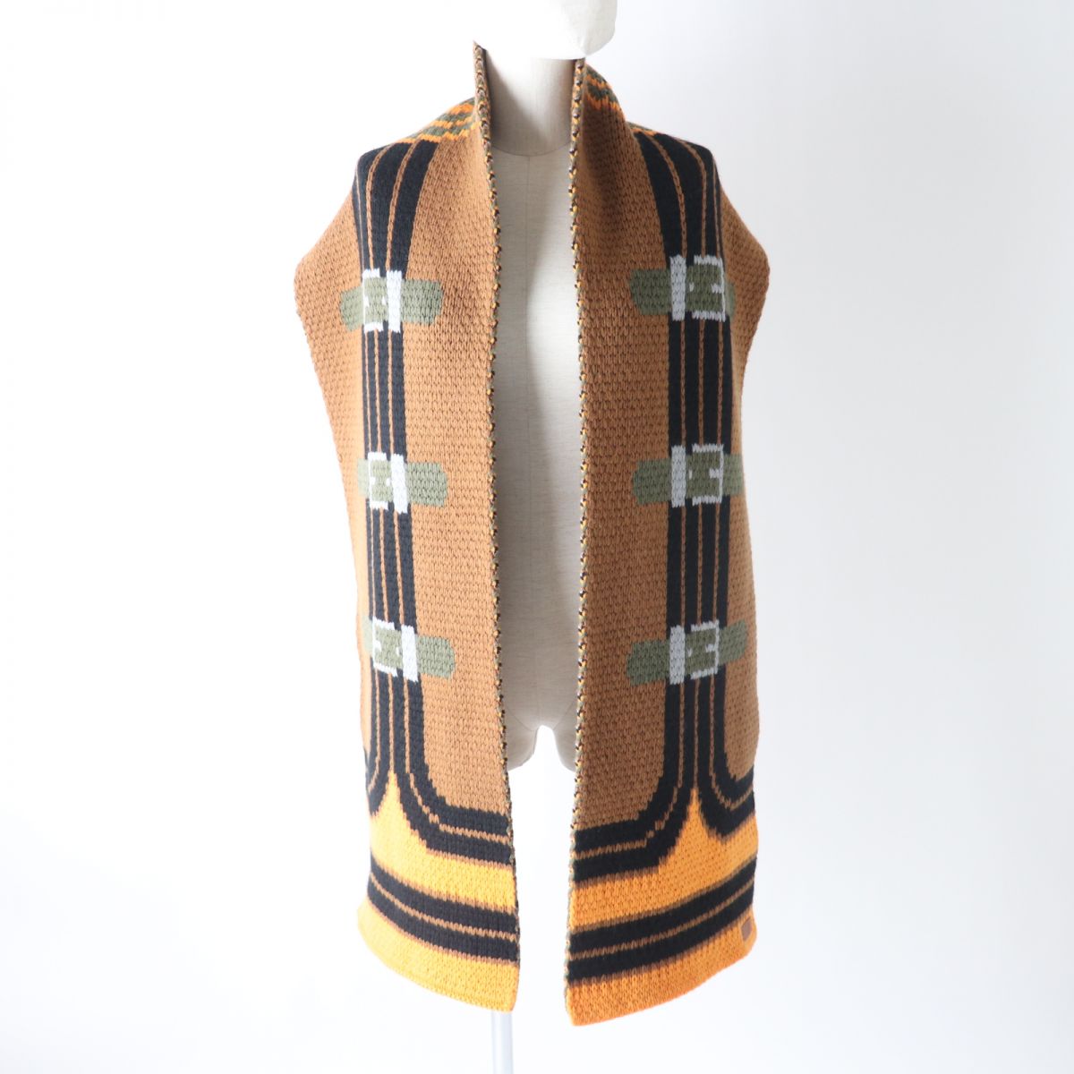 HERMES Scarf Main: 100% cashmere, Leather part: Cowhide multicolor Women