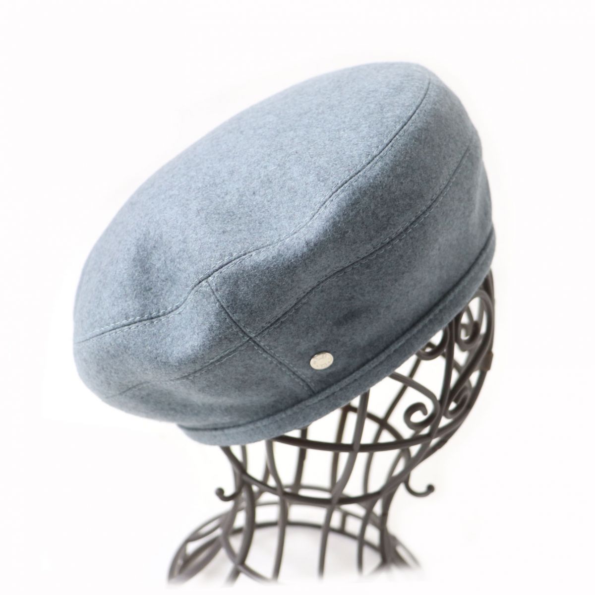 HERMES beret Outer: 100% cashmere, Lining: 65% rayon, Lining: 35% silk, Part: 100% polyester gray Women 58