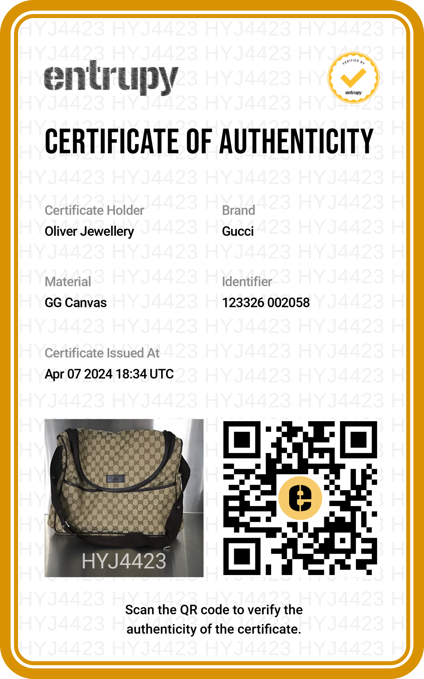 Gucci Brown Leather Trim GG Canvas Diaper Bag