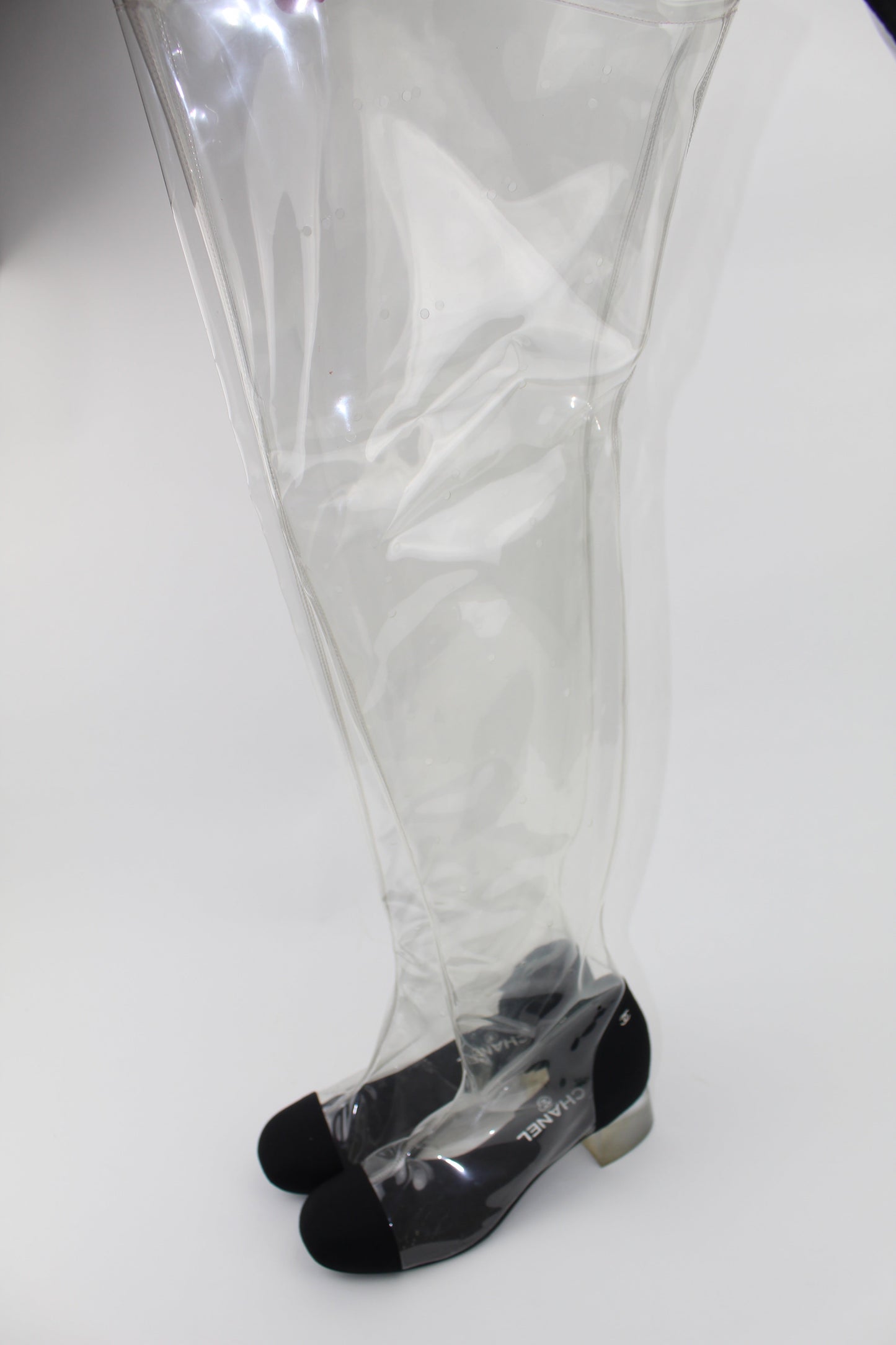 CHANEL CLEAR PVC OVER THE KNEE BOOTS